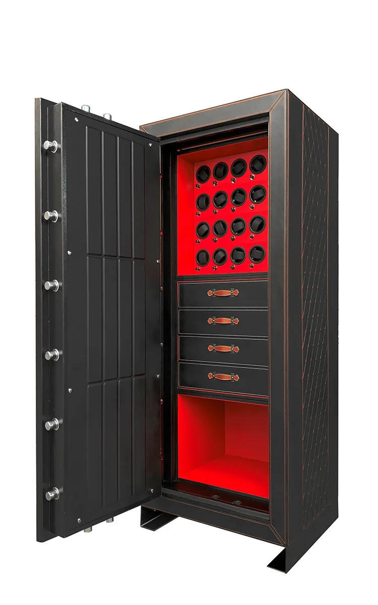 Customized New Luxury Wardrobe Smart Fingerprint Lock Safe Automatic Watch Winder Box Anti Theft Drawer Safe 6 8 12 20 Slots