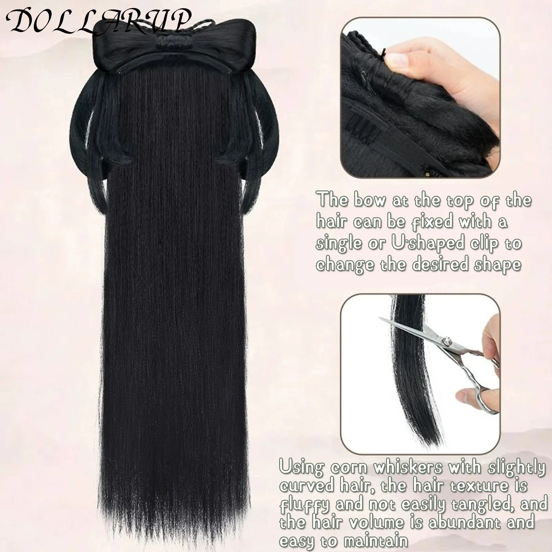 JKL الصينية القديمة شعر مستعار المرأة Hanfu الباروكات غطاء الرأس التصوير الرقص ملحق الباروكات الأسود للنساء كعكة الشعر المتكاملة #3