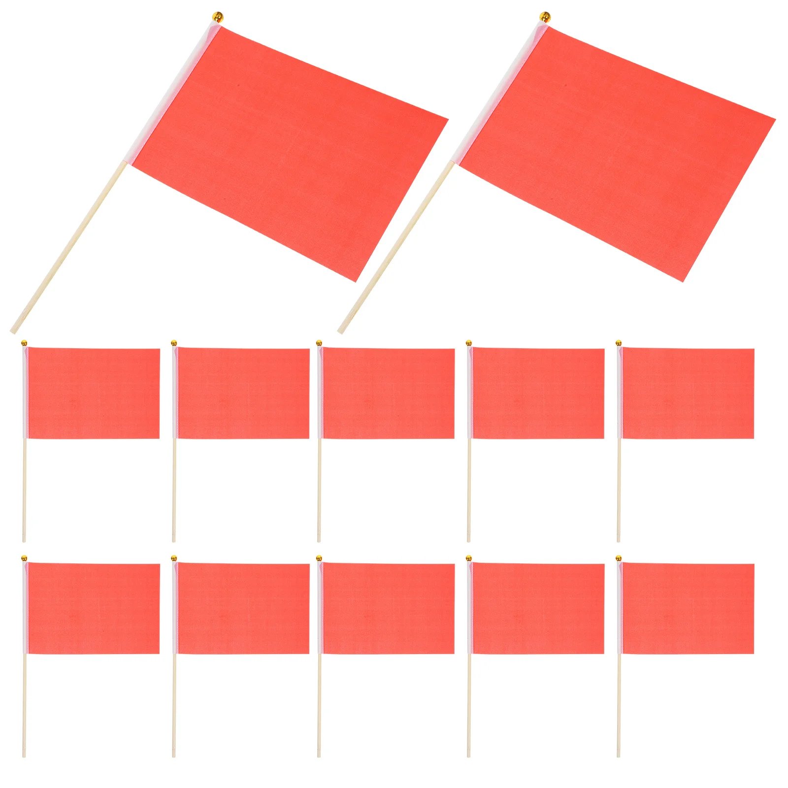 

20Pcs Red Mini Flags Handheld Solid Color Waving Banners 14x21cm for Parties Rallies Events Cheerleading Props