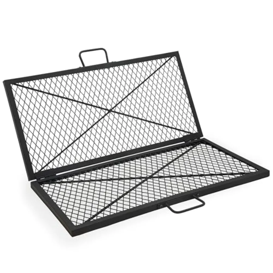 Sunnydaze Square Folding Camping Grill Grate for Fire Pit, Steel