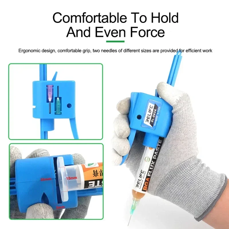 RELIFE Manual Glue Gun 10CC PP Structural Adhesive with Needle Tips for All Phones Middle Frame Rear Glass Bonding Repair Tools