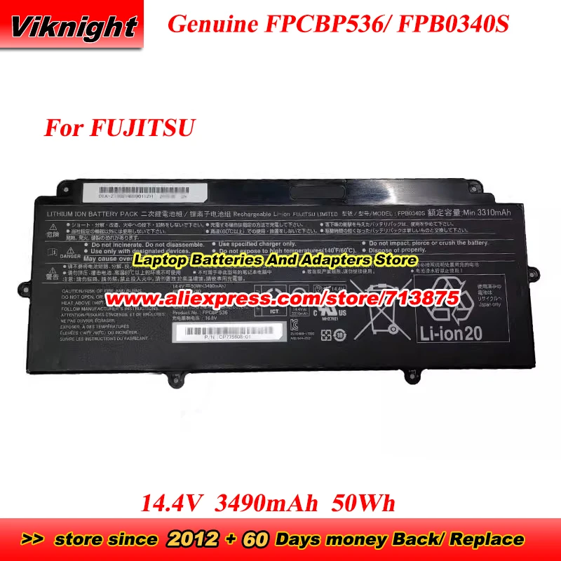Genuine FPCBP536 50Wh Battery CP737634-01 FPB0340S CP760852-03 for Fujitsu LifeBook U937 U938 U937-P580DE U937-P760DE FMVU09004
