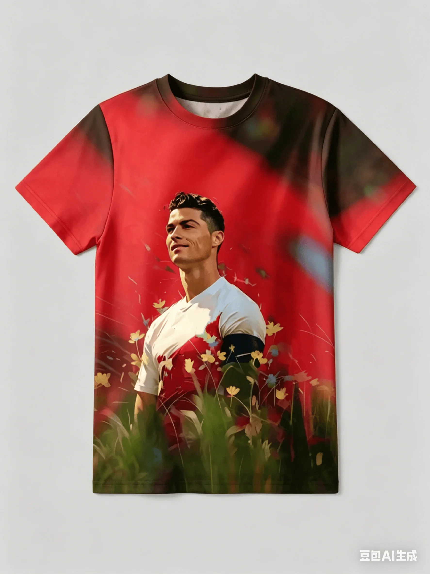 Summer New Green Legend # Ronaldo No.7 # Oil Painting Fan Commemorative Edition Adult/Children Quick Drying Short Sleeve Family