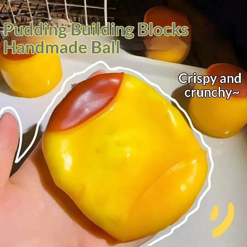 Crunchy Caramel Pudding Stress Ball Fidget Toys Food-shaped Pudding ASMR Sensory Stress Relief Toys For Adults Gift