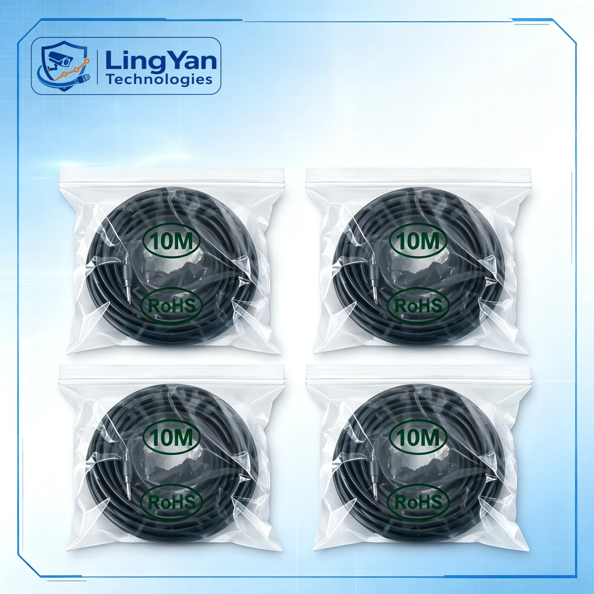 Surveillance Installation Wiring Accessory 8 Core Ethernet 2 Core Power Cable RJ45 DC 5.5x2.1mm Kit For IP Camera NVR DVR