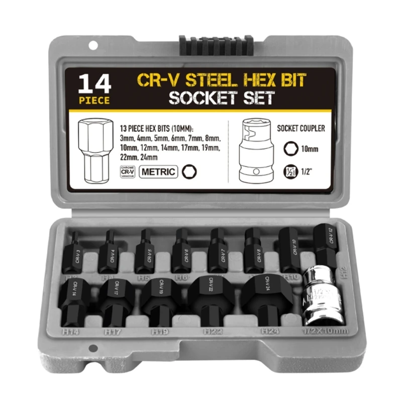 

Convenient Bit Impact Socket Set Easy to Use &Store Hardened Chromium Steel Dropship