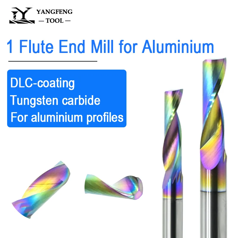 

2pcs DLC Coating End Mill for Aluminium 1 Flute Spiral Carbide Cutter 3.175(1/8")/4/6/6.35mm(1/4") Milling Tool for Alu Profiles