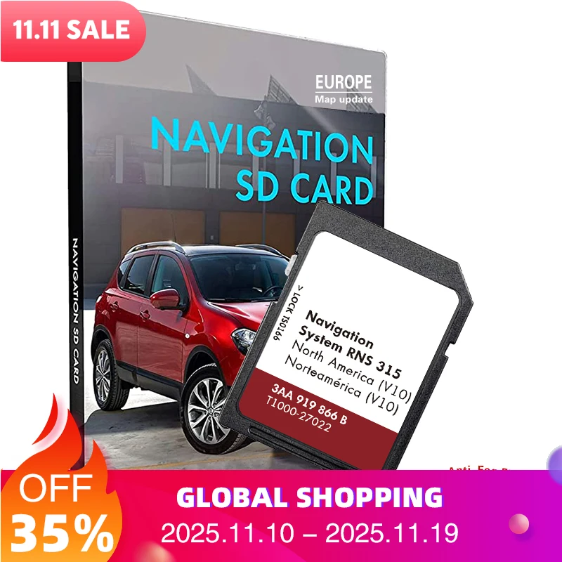 

SD Memory Card 3AA919866B Navigation RNS 315 V10 Sat Nav Update North America map for VW GTI CC EOS Golf Jetta Passat Beetle Car