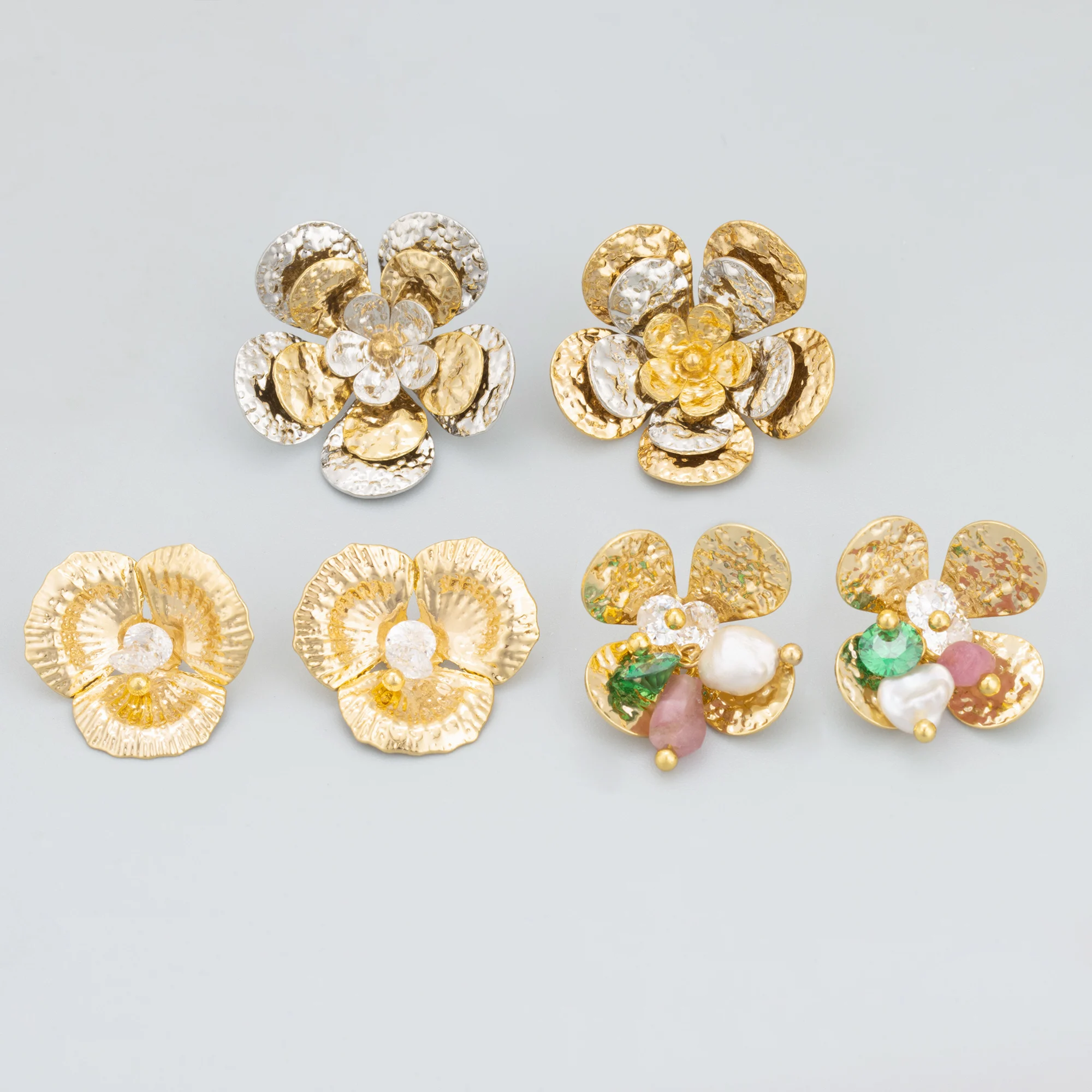 GUFEATHER,20pcs/lot,MH77,jewelry accessories,18k gold rhodium plated,copper,nickel free,flower shape,charms,jewelry making image 5