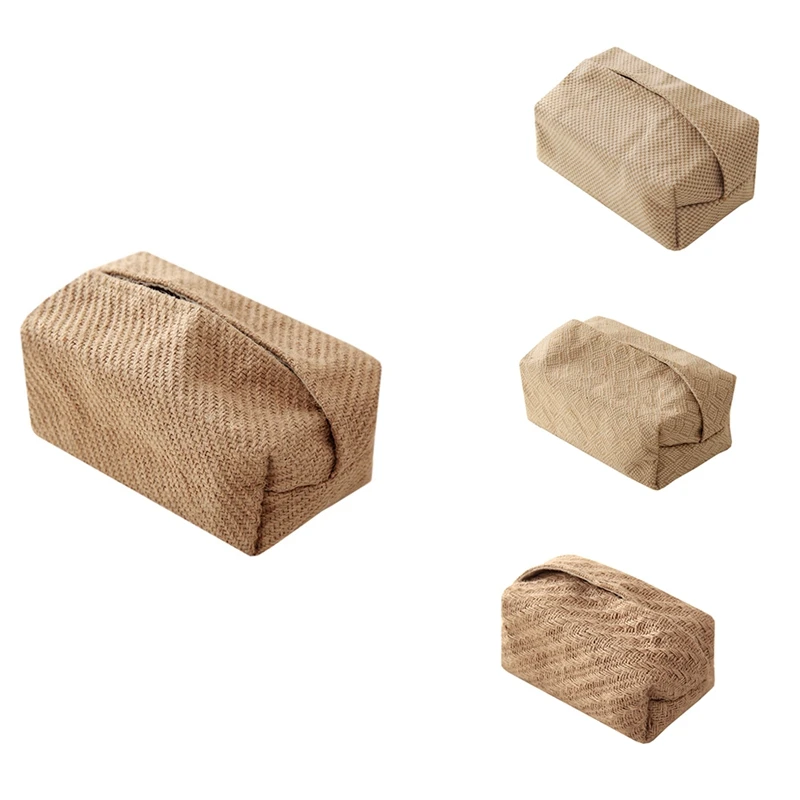 Small Jute Tissue Case Napkin Holder For Living Room Table Tissue Boxes Container Home Car Papers Dispenser Holder