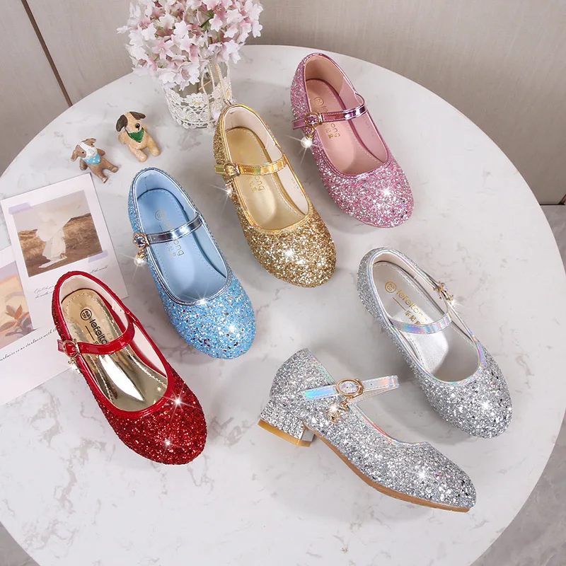 Girls Princess Shoes Girls Party Footwear New Children Soft Bottom Single Shoes Children Rhinestone Performance Footwear