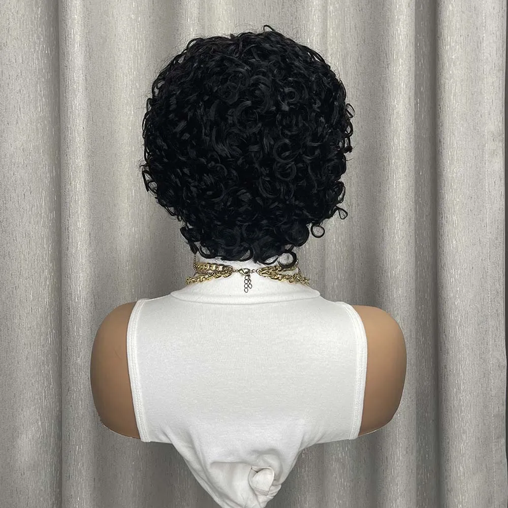 أنيق مجعد قصير بوب شعر مستعار عابث قطع شعر مستعار شعر الإنسان موجة المياه شعر بشري مجعد آلة صنع الباروكات للنساء السود مظهر طبيعي
