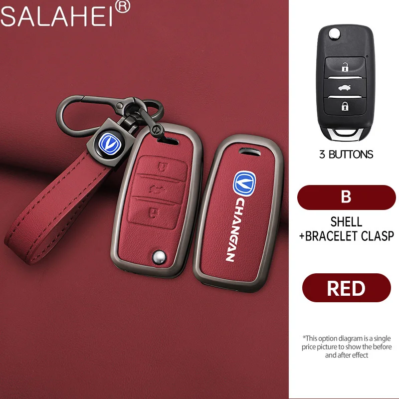 

Leather Shell Fob For Changan CS15 Eado Raeton CS35 Plus CS55 CS75 J35 Hunter F70 CS1 CV1 Alsvin Car Key Case Cover Accessories