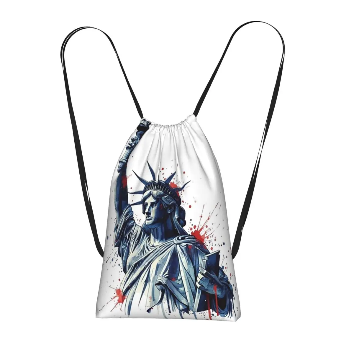 

Statue Of Liberty Graffiti Print Backpacks Portable Drawstring Bundle Pocket Sports Bag Book Bags for Man Woman School