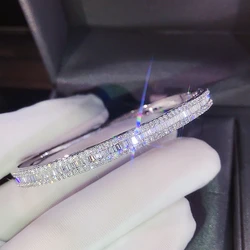Luxury Channel Pave Simulated Diamond Engagement Bracelets for Women 18K White Gold filled Wedding Bangle Jewelry 20 styles