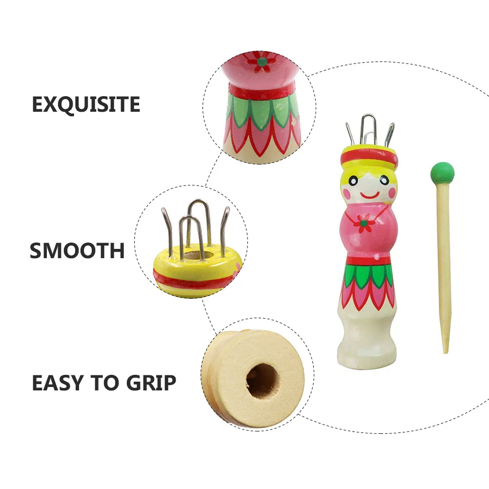 2 conjuntos de ferramentas de tricô de madeira fornecimento mini máquina mão tecido bebê para colorido