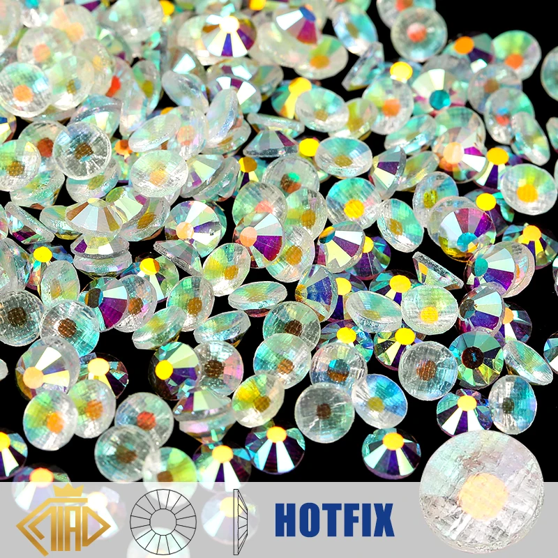 QIAO SS6-30 Hotfix Rhinestones Crystal Transparent Glitter Diamond Iron on Glass Stones Akcesoria dekoracyjne do tkaniny odzieżowej