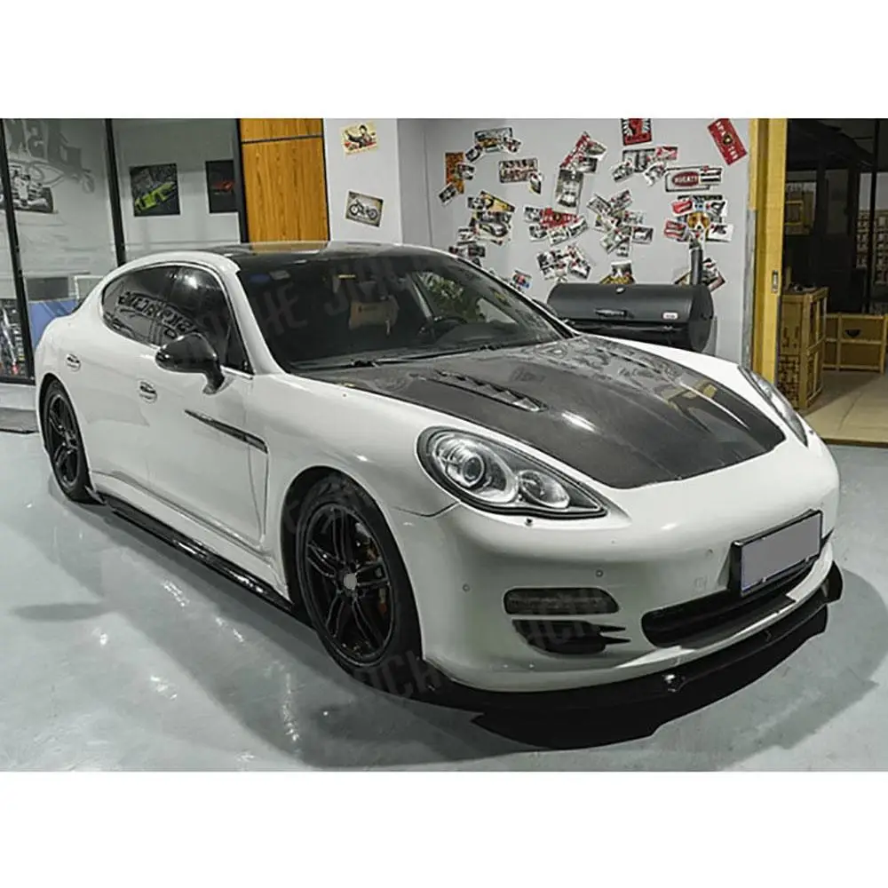 

Передний бампер из углеродного волокна, спойлер для Porsche Panamera 970 2010-2013, лопата для подбородка, защита автомобиля, Стайлинг FRP, черный Bodykit