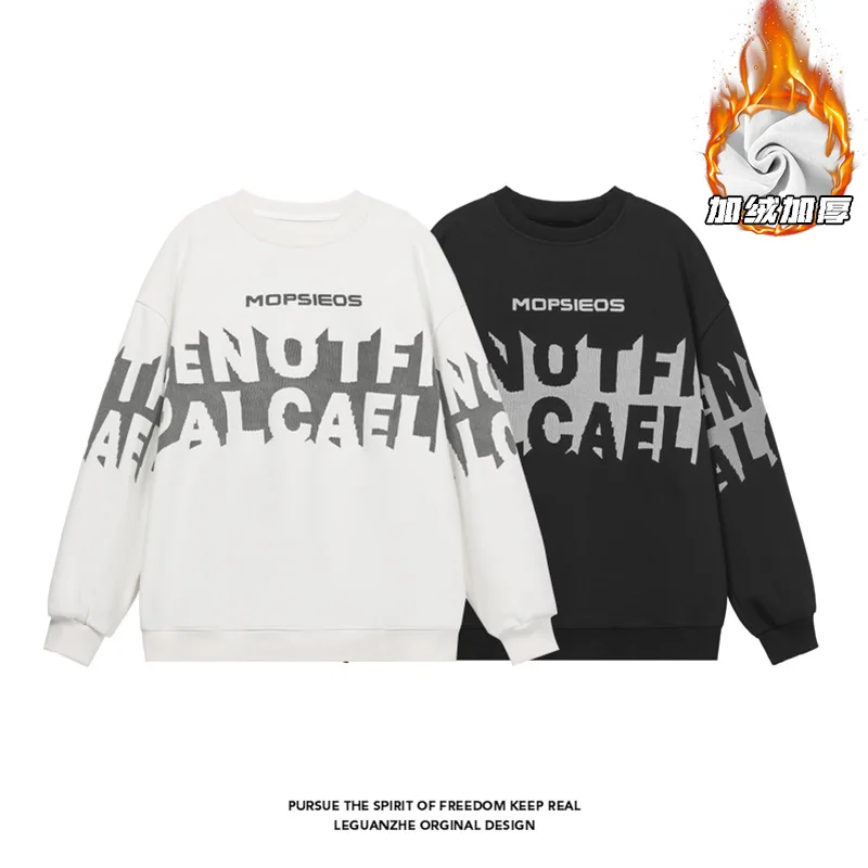 

【Mirrordust】2025Флисовый ультрафлисовый свитшот с круглым вырезом в корейском стиле, повседневный пуловер High Street для мужчин и женщин M-5X