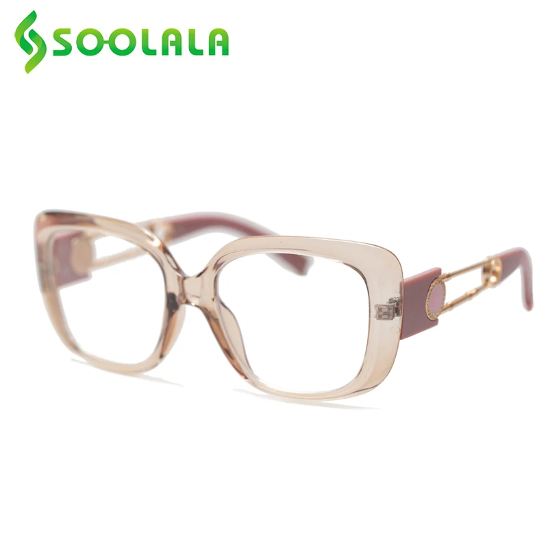 

SOOLALA Square Reading Glasses Women Anti Blue Light Glasses Ladies Computer Spectacles Reader Presbyopic Magnifying Eyeglasses