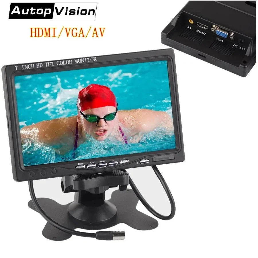 

7 inch industrial TFT LCD monitor 1024 x 600 HD Bright Color Car CCTV Monitor HDMI VGA AV Interface Rear View Monitor