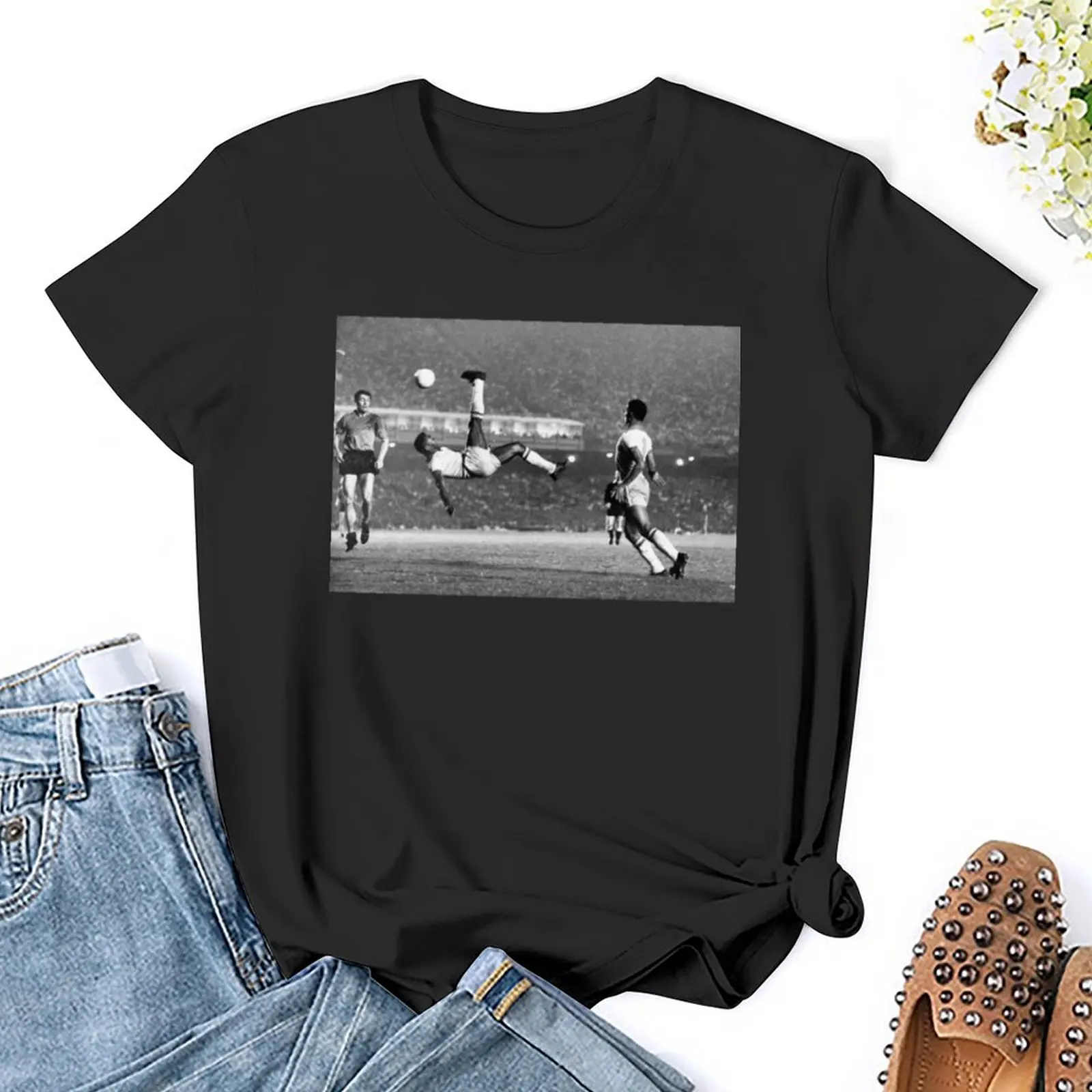 PELEE LEGENDARY BICYCLE KICK BLACK AND WHITE Classic T-Shirt blanks funny oversized workout shirts for Women