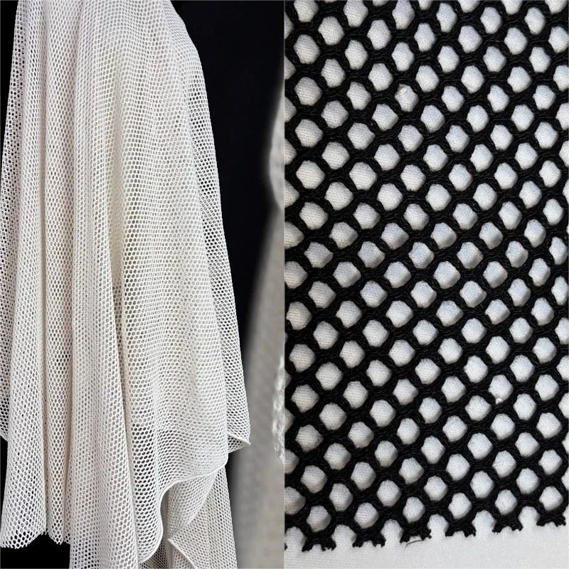 

White Mesh Curtains Fabric Cotton Imitation Low Elastic Durable Designer Material for Laundry Bags Luggage Shoes Clothing Craft