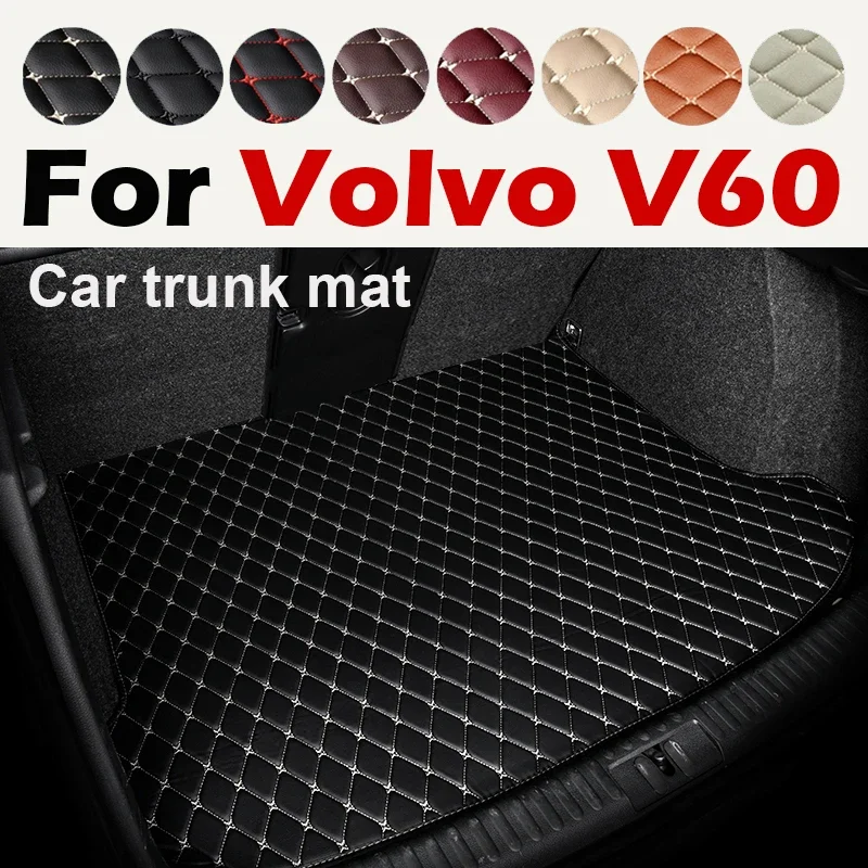 1 piece LUTEHIL Custom Car trunk mat For Volvo V60 2011 2012 2013 2014 2015 2016 2017 2018 High quality Leather Non-Slip Bottom