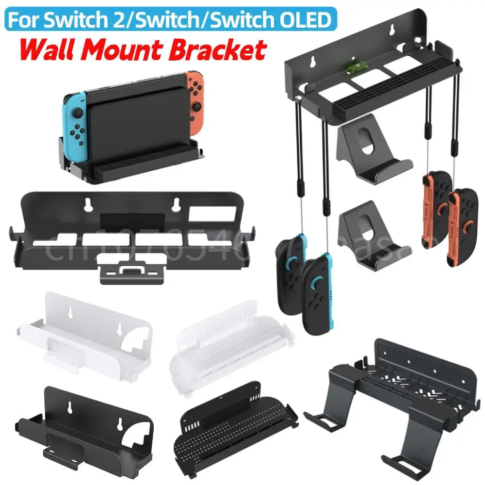 Wandmontierter Hostständer mit Controller-Hakenhalter, Konsolen-Aufbewahrungsregal für Switch 2/Switch/Switch OLED-Spielekonsolen-Organizer