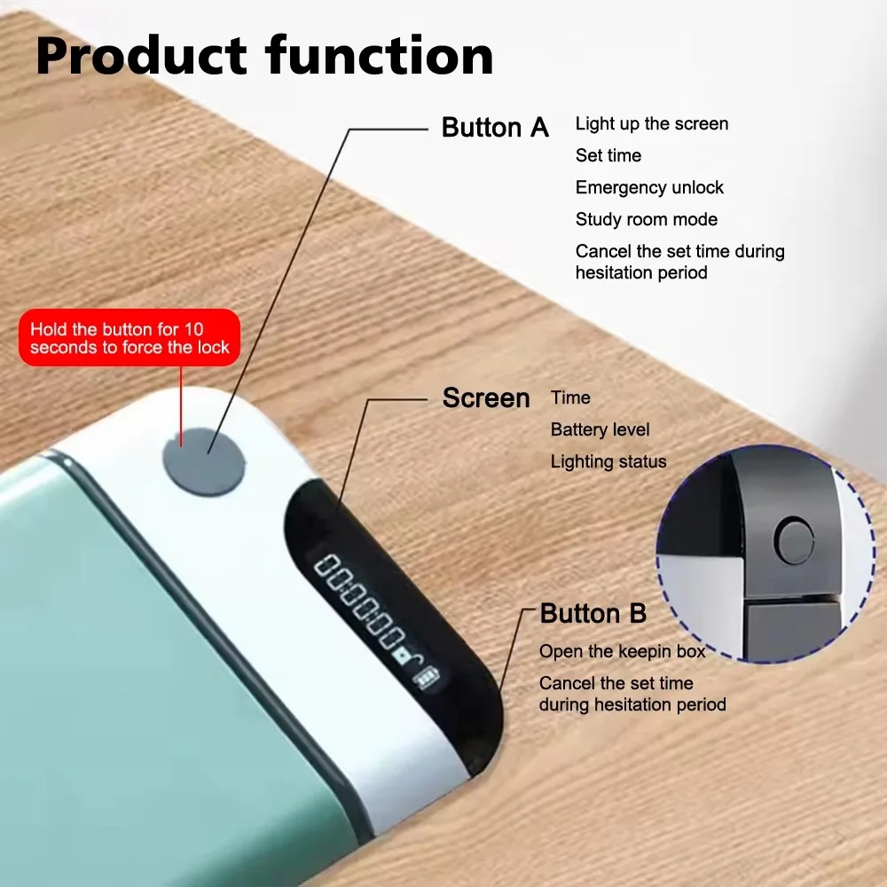 Portable Mobile Phone Lock Box Self-regulating Timed Smart Phone Lock Case Self-Discipline Keepin Box Limit Cell Phones Use