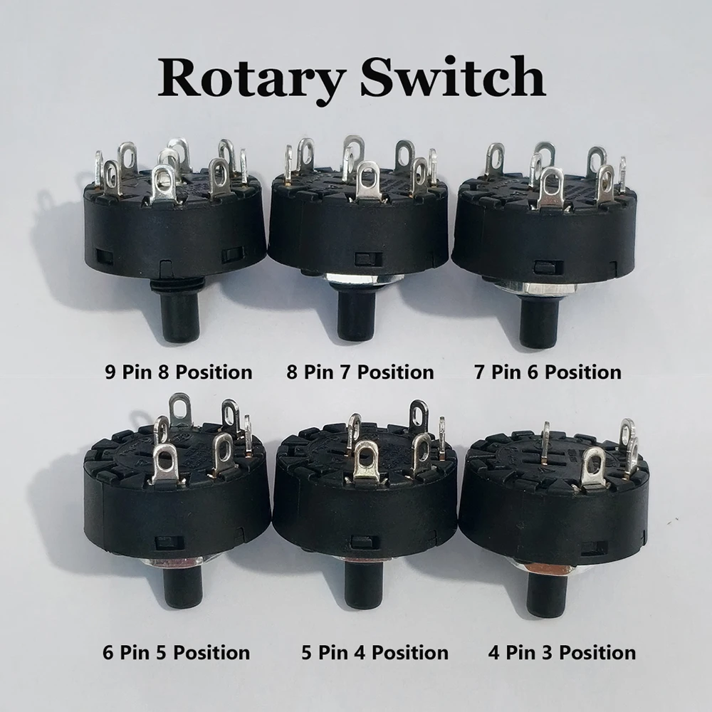 2 Stück 125/250VAC 14MM Runder Drehschalter 4/6/7/8/9-polig 3/5/6/7/8 Schalter für Elektroofen, Teekanne, Mixer, Netzschalter – Detail 1