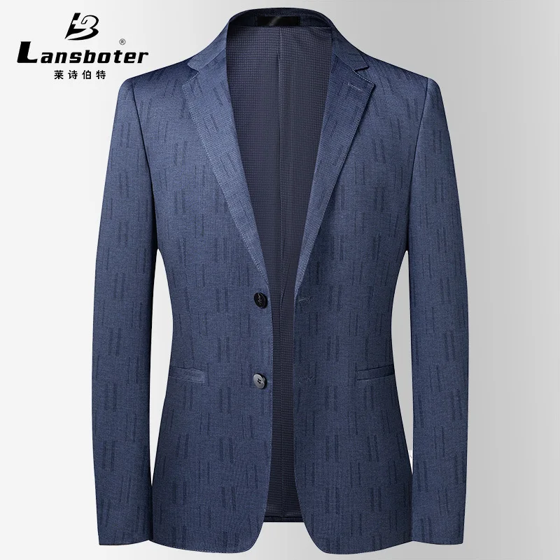 

Lansboter Blue Men's Suit Spring And Autumn Coat Thin Casual Korean Version Slim Fit Suitable For Business Daily Jacket