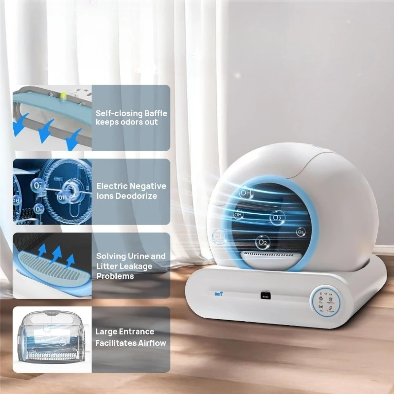 Self Cleaning Litter Box, 2024 Upgraded Automatic Cat Box with Mat & Multiple Cleaning Tools