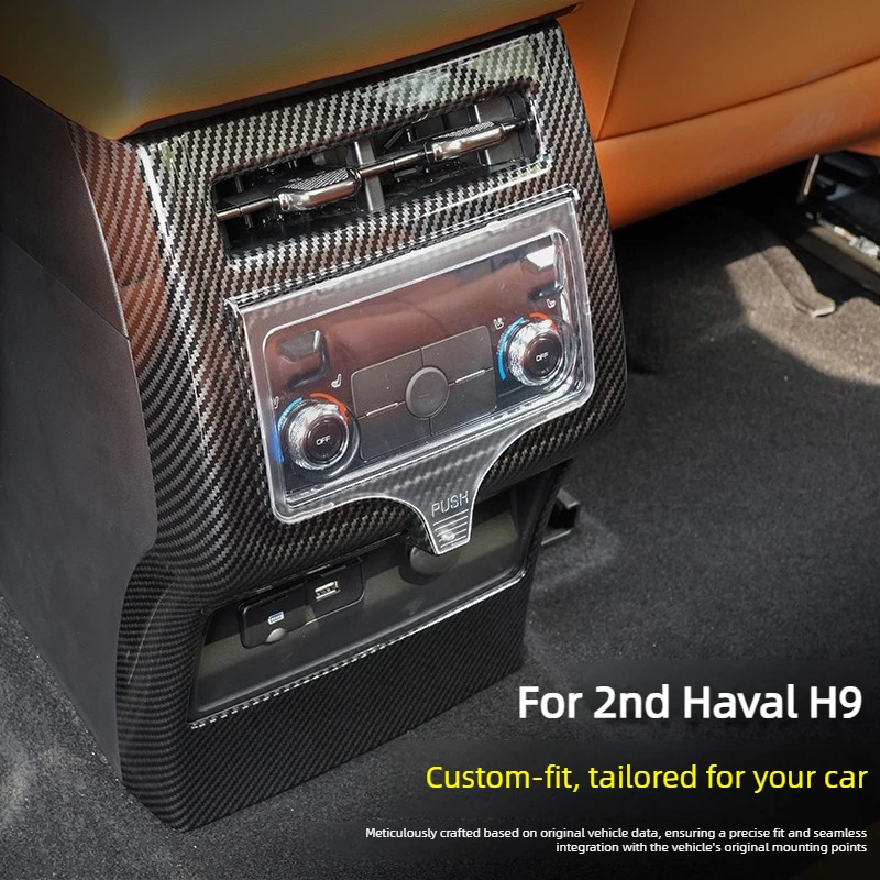 For 2nd Haval H9 2024 Car Rear Air Conditioning Anti Kick Cover ABS Rear Air Outlet Protective Cover Interior Modify Accessories