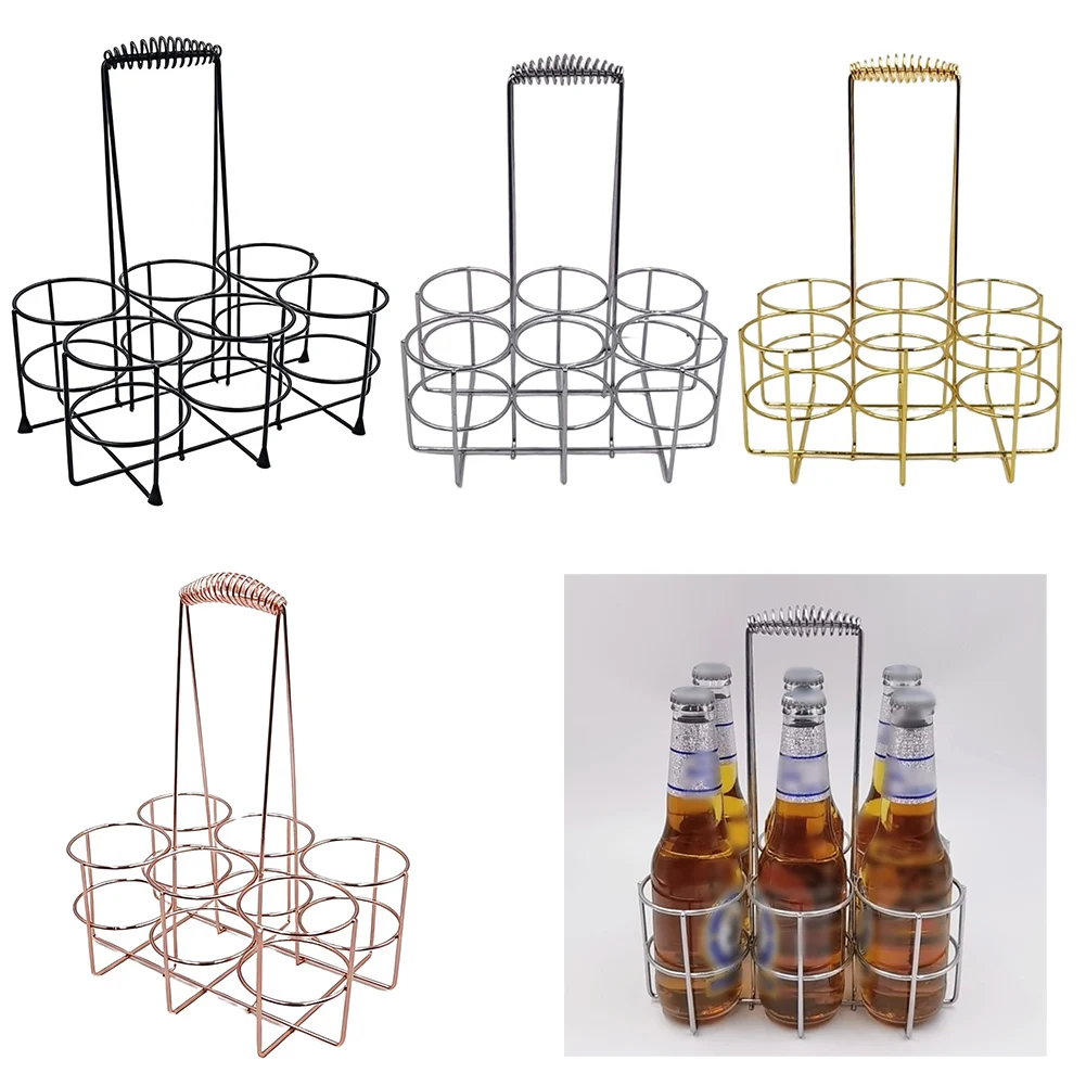 1 Pcs Bar Beer Rack Wrought Iron Beer Basket Foldable Handheld Stand Home Kitchen Accessories ﻿Handheld Wine Rack