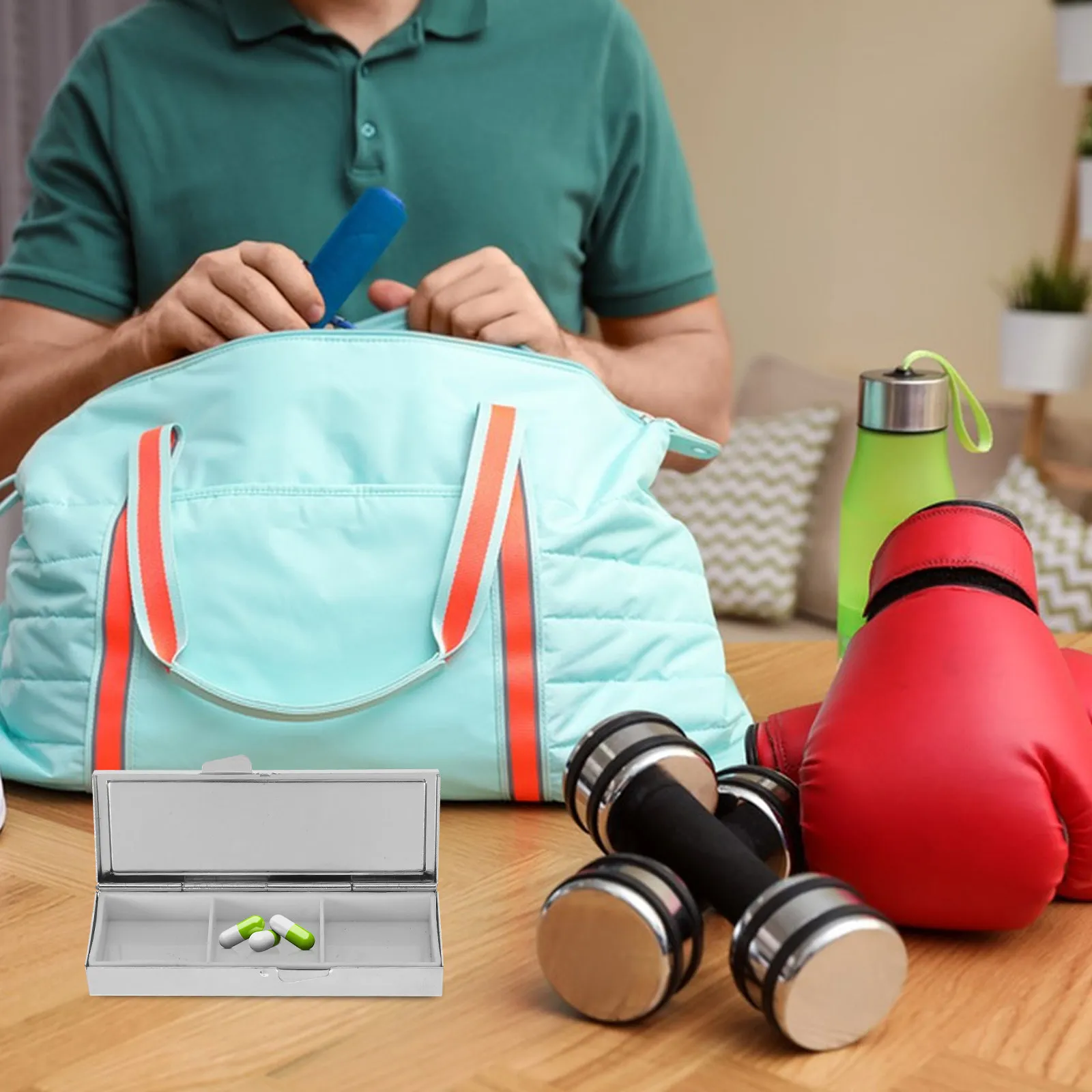 

2Pcs Metal Pills Organizer Rectangle Multicompartment Portable Medicine Case Pocket Travel Purse Small Pills Holder Daily Use