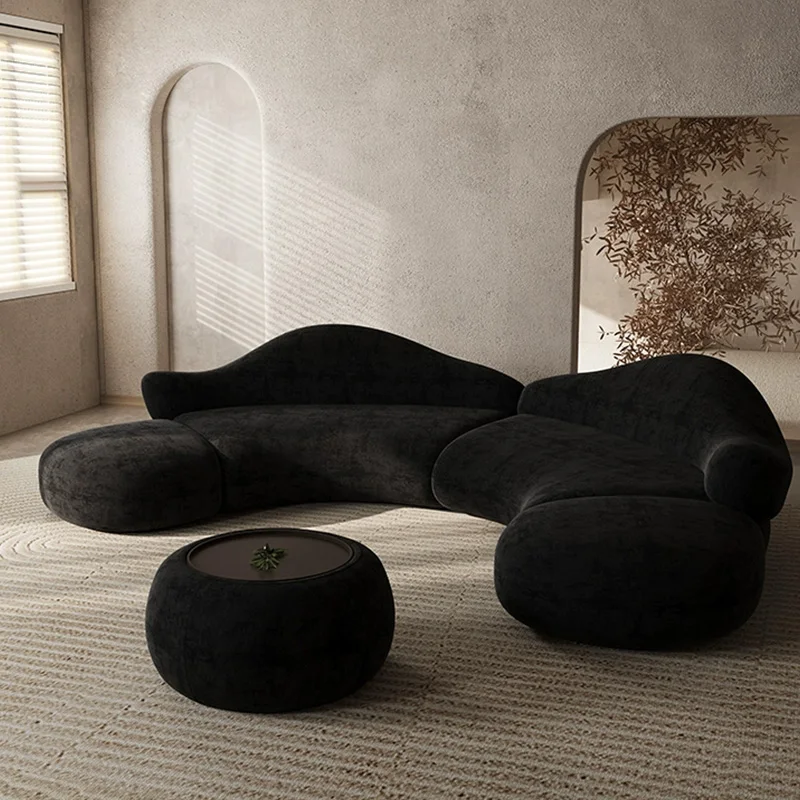 

#High-End Chenille Curved Island Sofa Luxury Light Designer Bench Couch For Villa Hotel Lobby Beauty Salon Reception Lounge