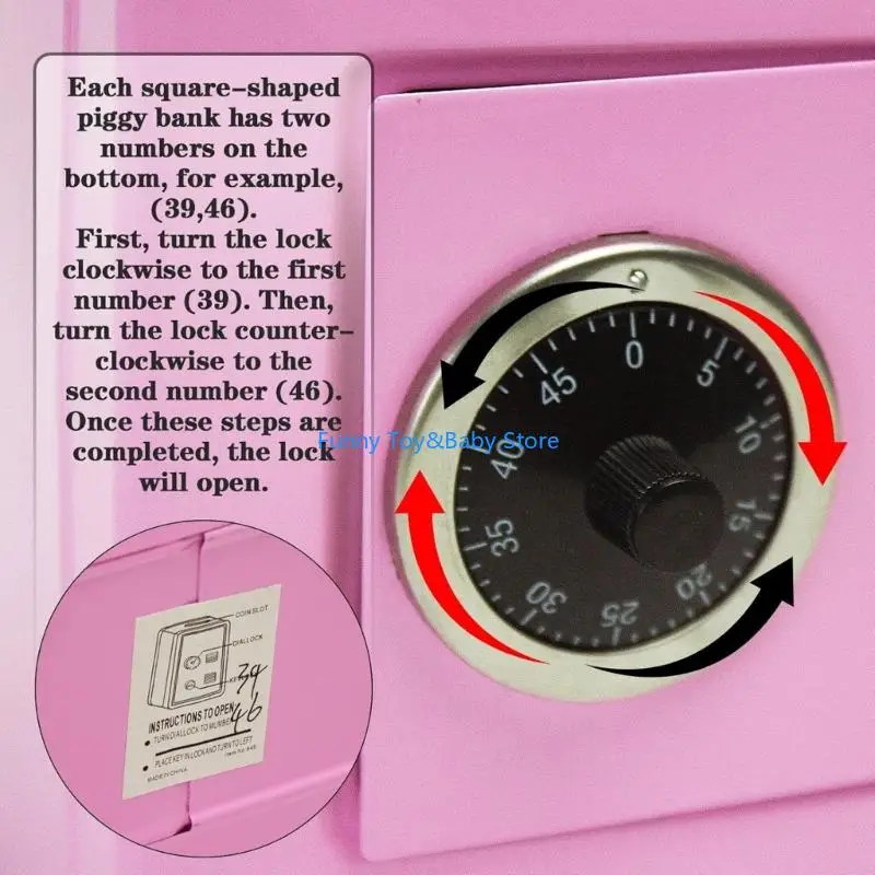 Box in contanti bloccaggio in metallo con 2 Access Coin Hole Money Institution for Kids Financial Education Toy Gift C90B
