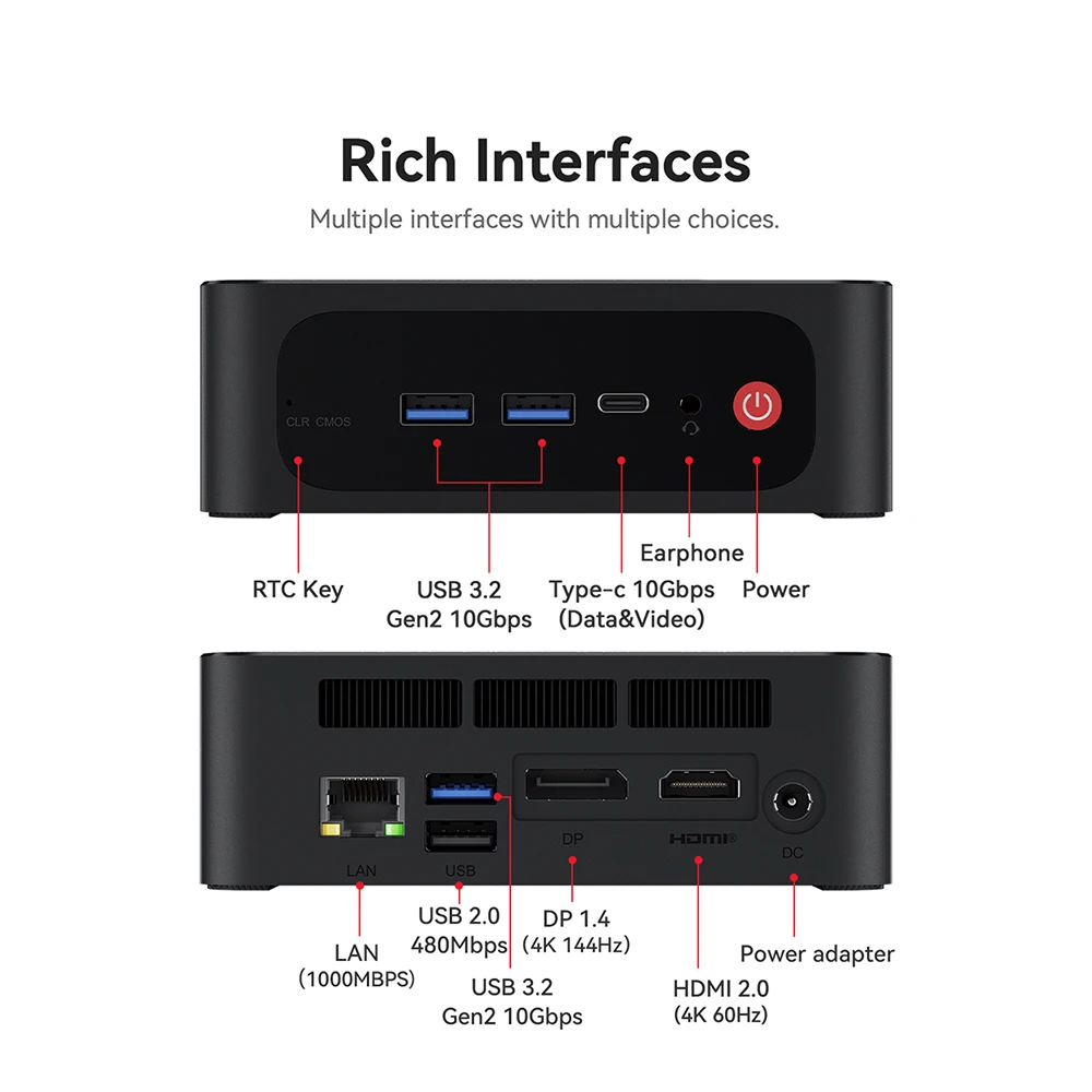 Imagem -05 - Max Mini pc Amd Reyzen 5800h 16g 32g Ddr4 3200mhz 500 gb 1tb Ssd Wifi Bt5.2 4k hd Vitória 11 Pro Computador do Jogo do Desktop Beelink-ser5