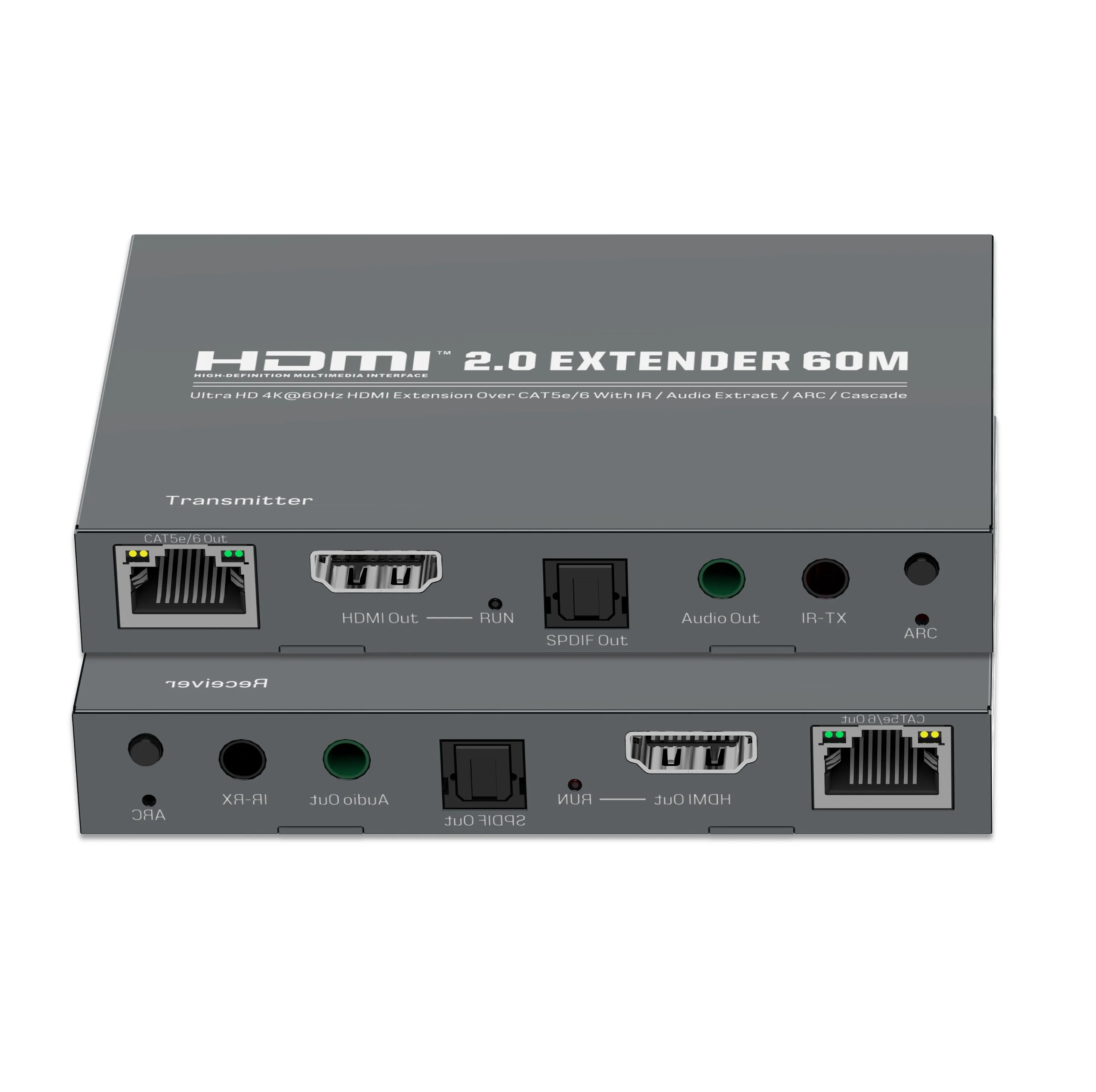 

SYONG 60m HDMI2.0 Ultra HD 4K60Hz Extender Single CAT5e 6 Aluminum Alloy Cascade Transmitter Receiver With IR ARC Loopout