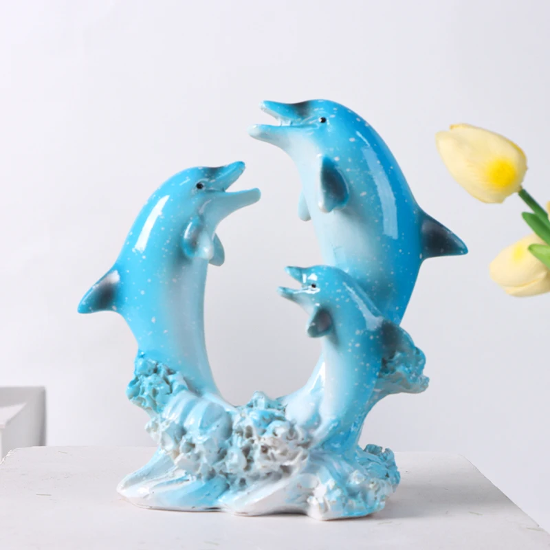 Dolphin Family Resin Statue Decorative Craft for Home, Bedroom, Living Room, Study, or Entrance Table Decor
