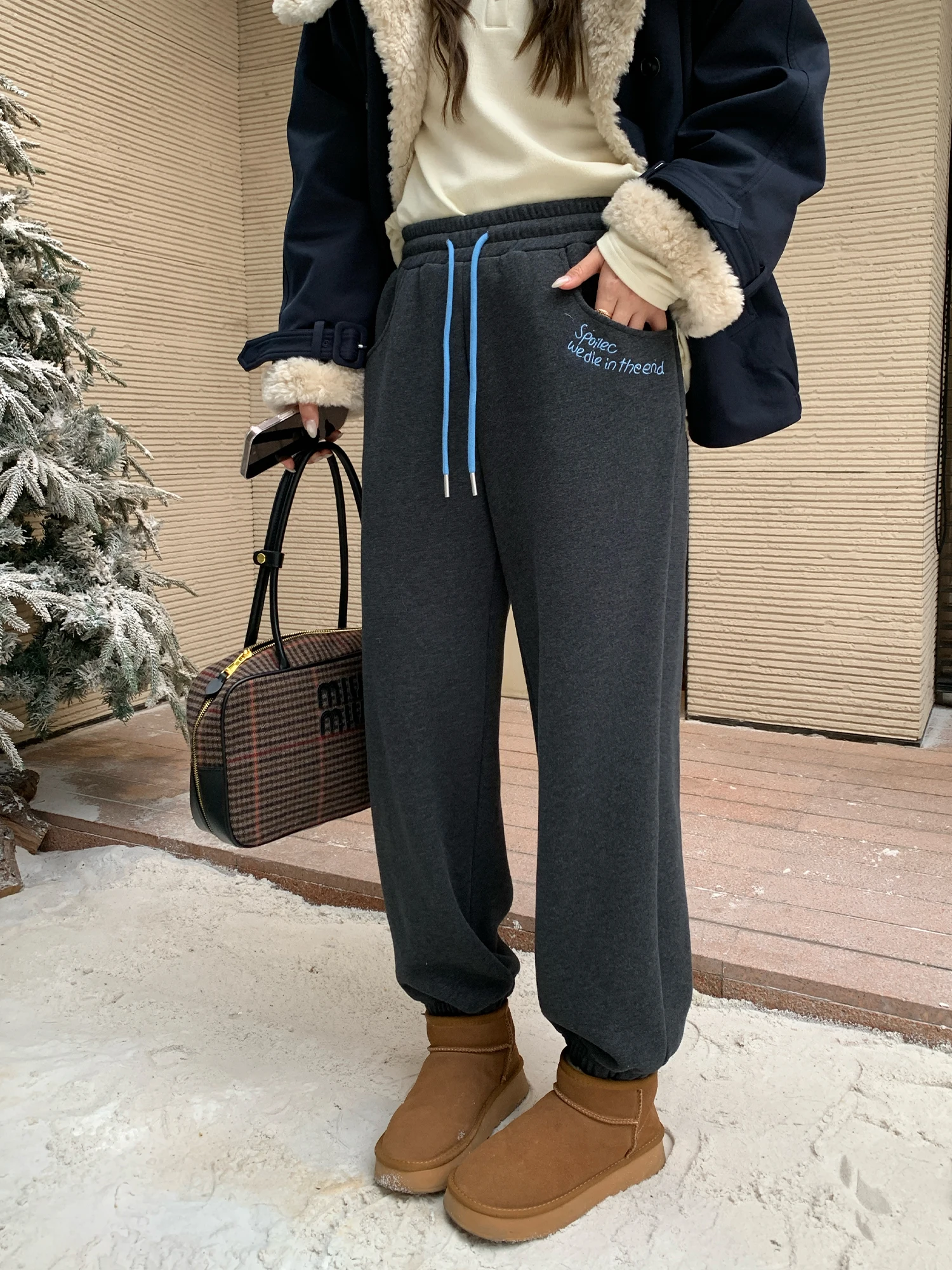 

Зимние брюки NAZ больших размеров из хлопковой смеси с флисовой подкладкой, прямые, свободного кроя, с манжетами, повседневные, женские