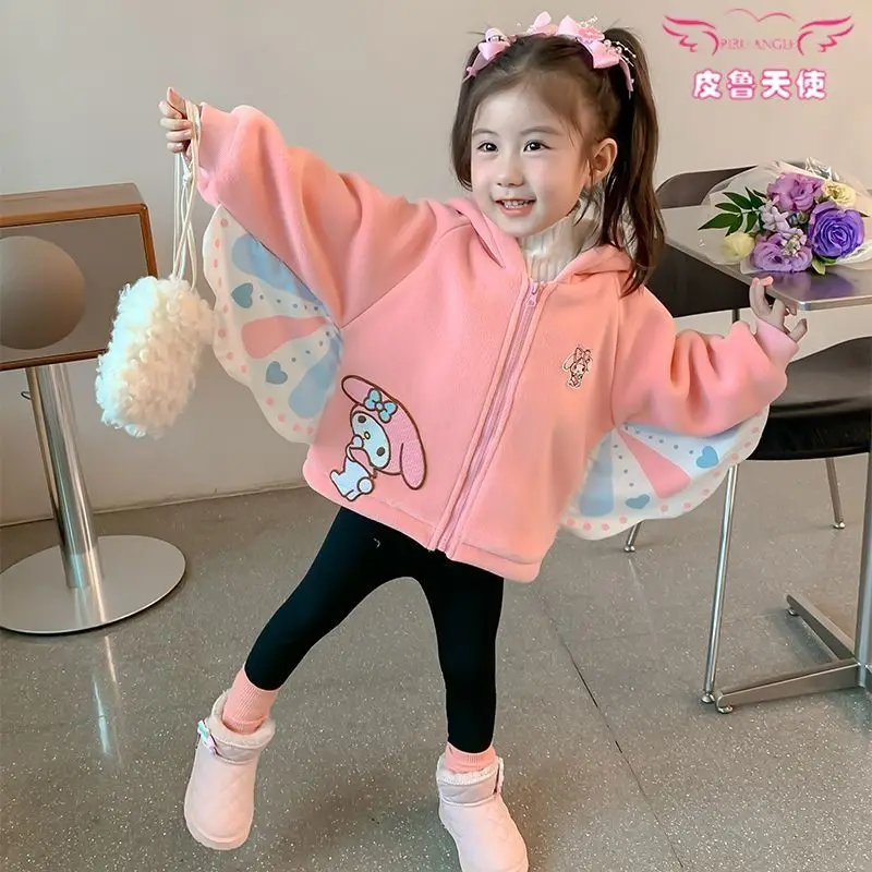 

Spring Autumn My Melody Anime Kawaii Sanrio Ins Long Sleeve Hoodie Jacket Cute Cashmere Coat Clothing Christmas Gifts for Kids