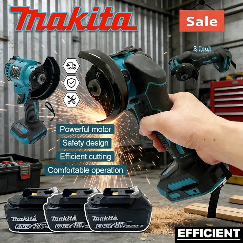 

Новая 3-дюймовая мини-угловая шлифмашина Makita, беспроводная, 3-дюймовый электрический отрезной инструмент, циркулярная пила, электроинструмент, 20В, аккумулятор
