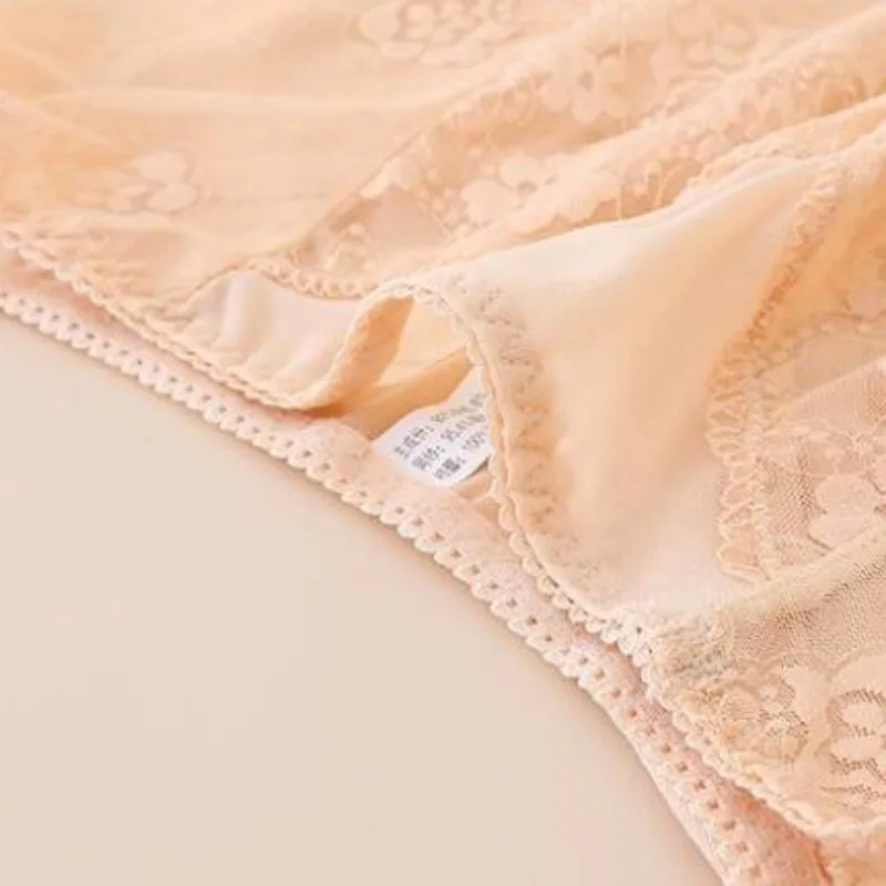 Female Sexy Lace Seamless Underwear Plus Large Size High Waist and Abdomen Hollow Out Panties Breathable Cotton Crotch Briefs