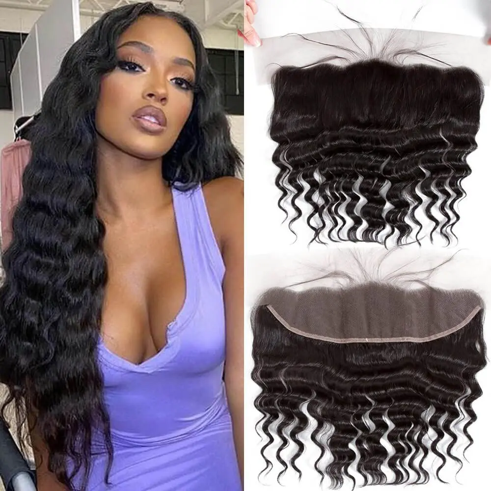 13x4 Deep Wave Lace Front Wig Human Hair Transparent Lace Frontal Wigs For Women 4x4 Human Hair Wigs PrePlucked Lace Front Wig