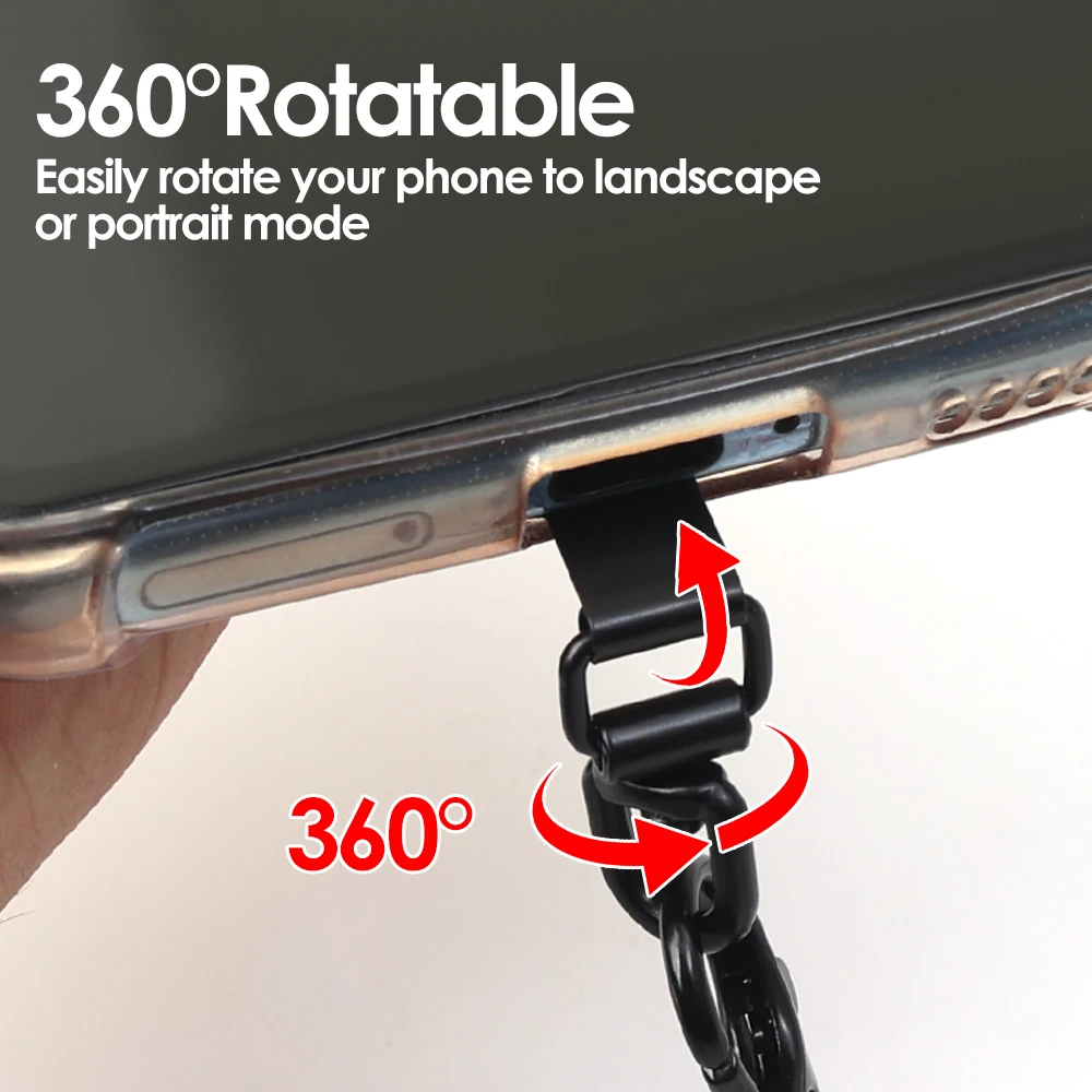 Portable Stainless Steel CellPhone Lanyard Tether Tab 360° Rotation Luxury Strap Replacement Connector Part Without Adhesive