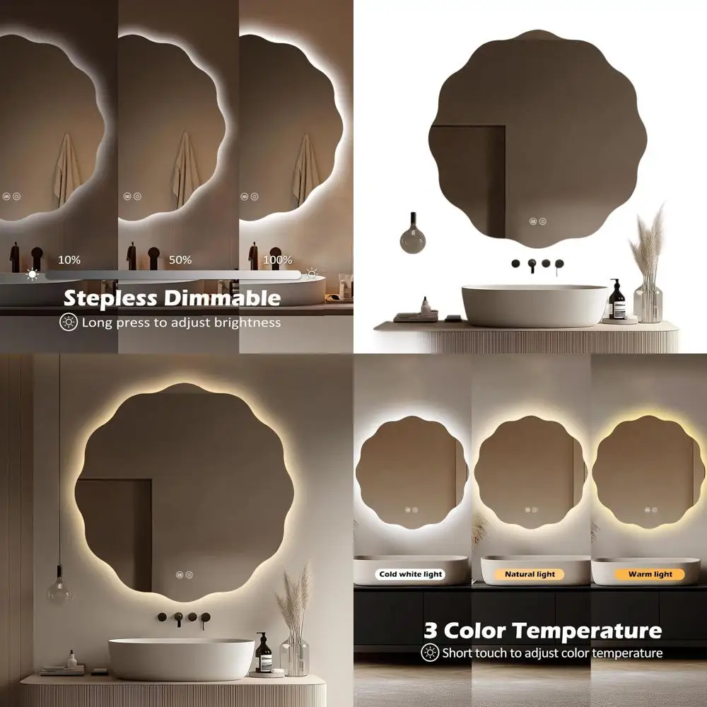 

Зеркало для ванной с 30 светодиодами, регулируемой яркостью, 3 цветами, функцией антизапотевания и памятью настроек