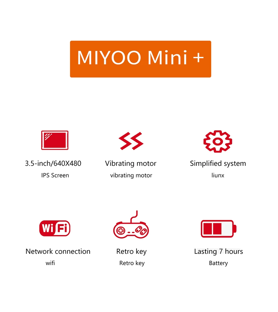 MIYOO Mini Plus Portable Retro Handheld Game Console Mini+ 3.5''IPS Screen Classic Video Game Console Linux System Gaming Gift