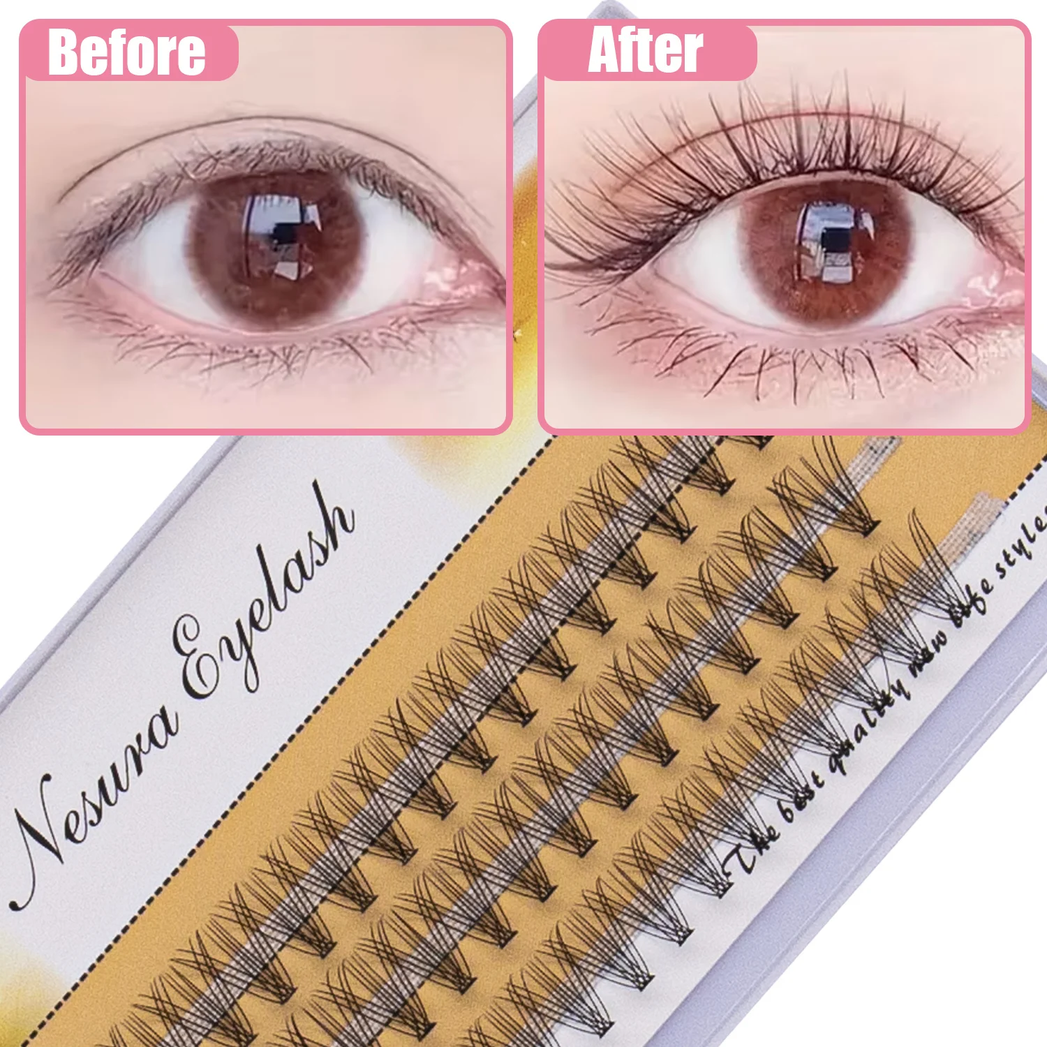 Sackvis 10 pçs 10d cachos vison diy cílios naturais individuais extensão de cílios 10d 1 caixa 60 cluster maquiagem cílios atacado